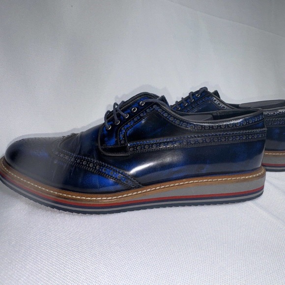 Jared Lang Wingtip Leather Royal Blue Oxford Dress Lace Up Shoes Loafer Men 44 main image 14